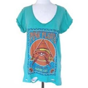 Jaded Gypsy distressed Pink Floyd  Top Teal
